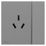 羅格朗開關(guān)插座 暢境  深砂銀 帶開關(guān)三扁插座 三孔插座 16A